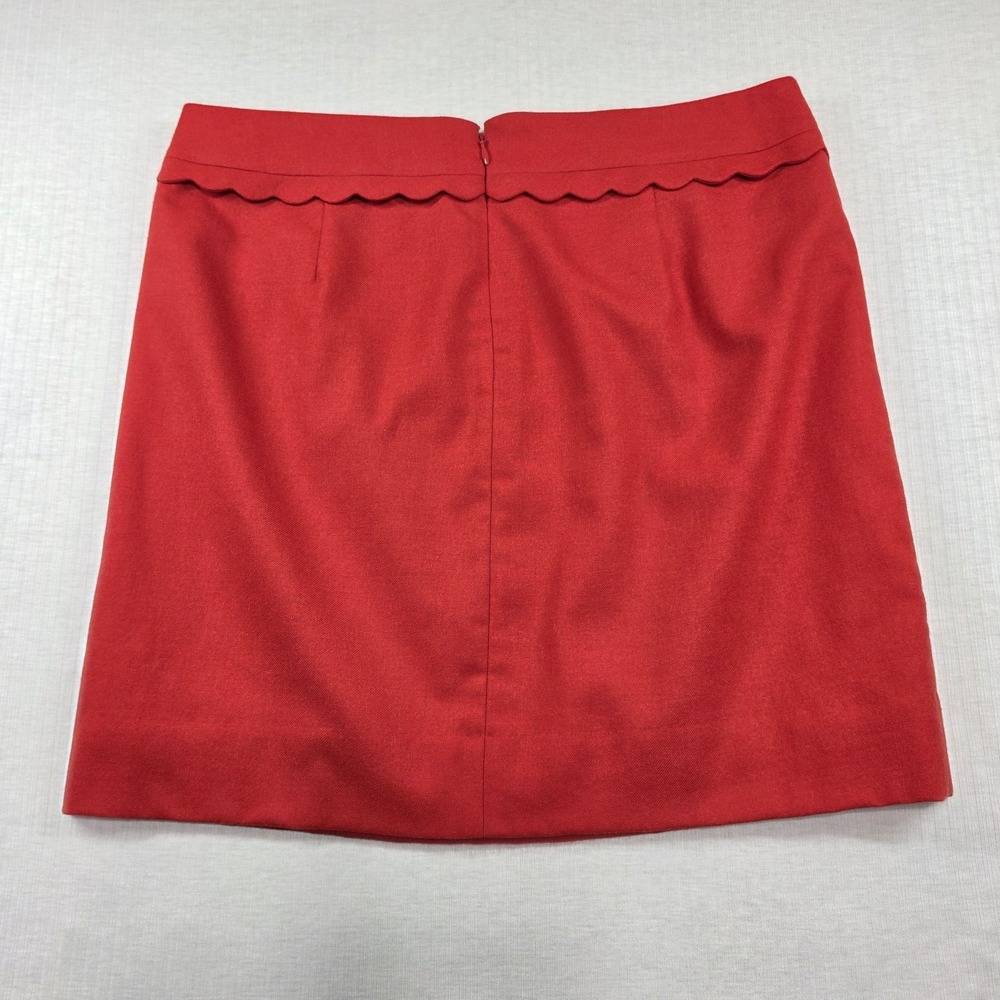 J.Crew Red Wool Blend Scalloped Waist Mini A-Line Skirt Size 10 Preppy Classic - Picture 9 of 13